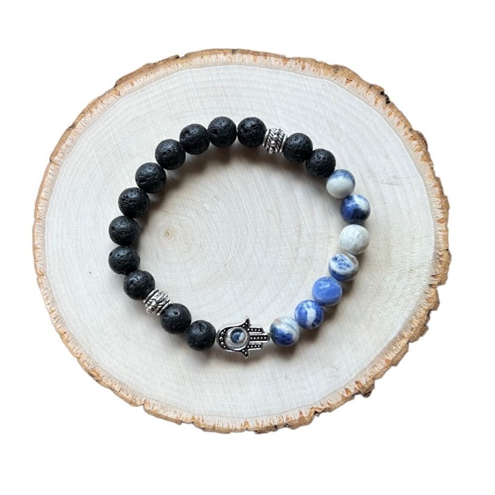 NEW Lava and Sodalite Hamsa (Hand of Fatima) Bracelet